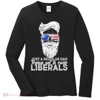 Just A Regular Dad Trying Not To Raise Liberals Hipster Dad Women's Long Sleeve Shirt thumb 0
