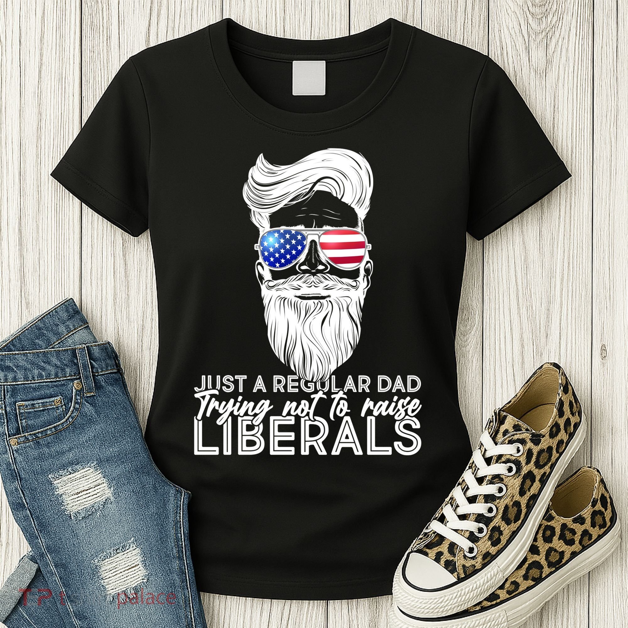 Just A Regular Dad Trying Not To Raise Liberals Hipster Dad Women's T-Shirt