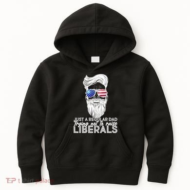 Just A Regular Dad Trying Not To Raise Liberals Hipster Dad Kids Hoodie