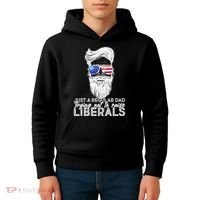 Just A Regular Dad Trying Not To Raise Liberals Hipster Dad Kids Hoodie thumb 4