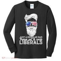 Just A Regular Dad Trying Not To Raise Liberals Hipster Dad Kids Long Sleeve Shirt thumb 0