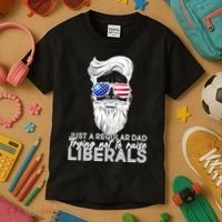 Just A Regular Dad Trying Not To Raise Liberals Hipster Dad Kids T-Shirt thumb 3