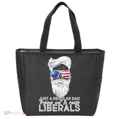 Just A Regular Dad Trying Not To Raise Liberals Hipster Dad Tote Bag