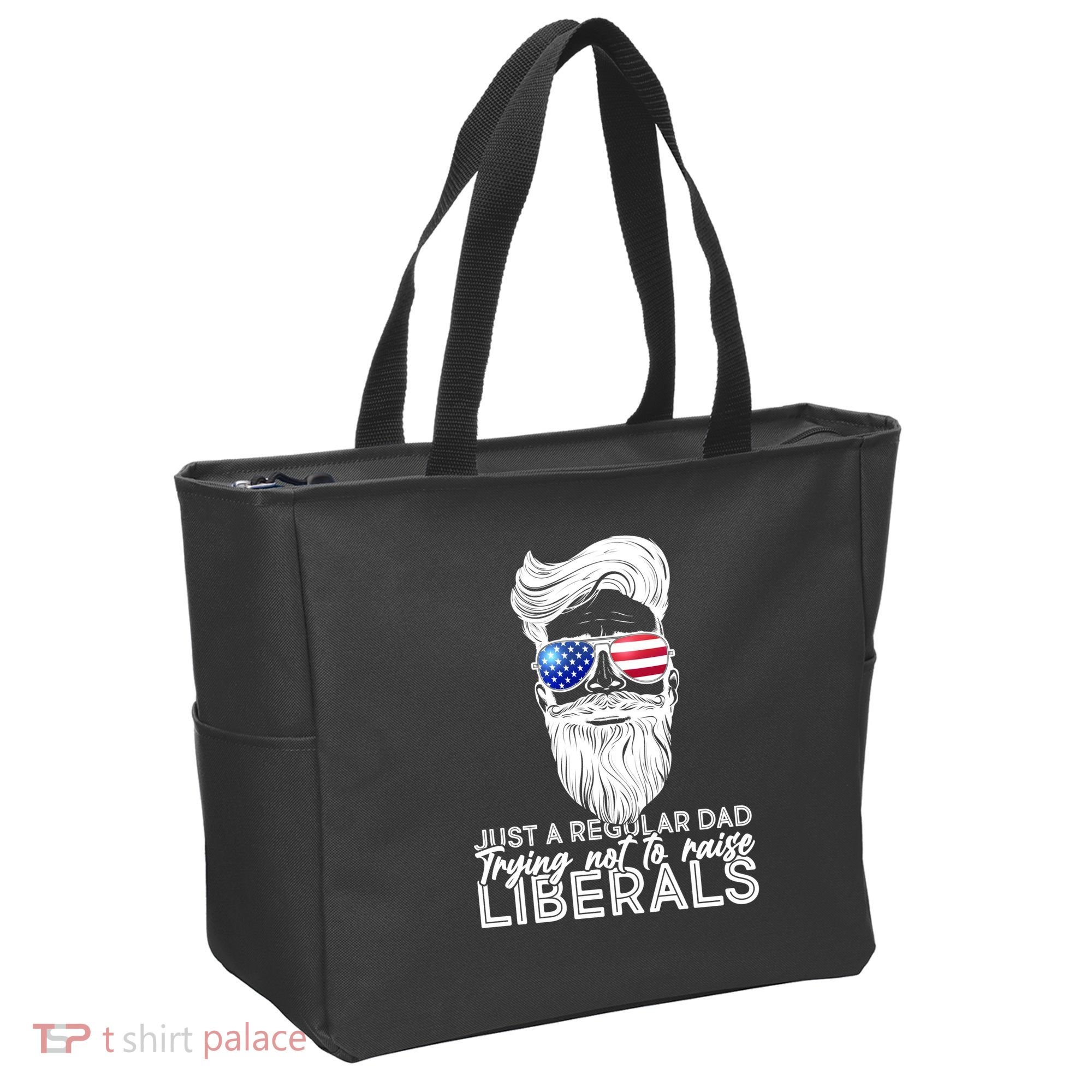 Just A Regular Dad Trying Not To Raise Liberals Hipster Dad Tote Bag