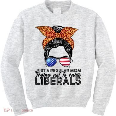 Just A Regular Mom Trying Not To Raise Liberals Hipster Mom Kids Sweatshirt