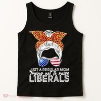 Just A Regular Mom Trying Not To Raise Liberals Hipster Mom Tank Top thumb 2