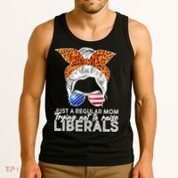 Just A Regular Mom Trying Not To Raise Liberals Hipster Mom Tank Top thumb 3