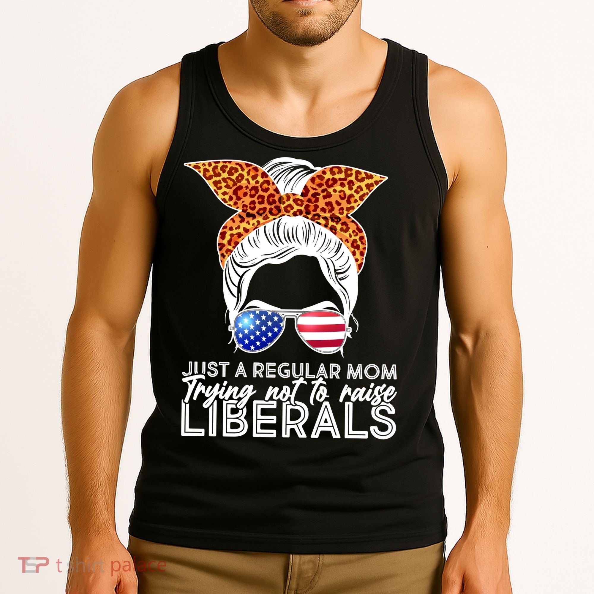 Just A Regular Mom Trying Not To Raise Liberals Hipster Mom Tank Top