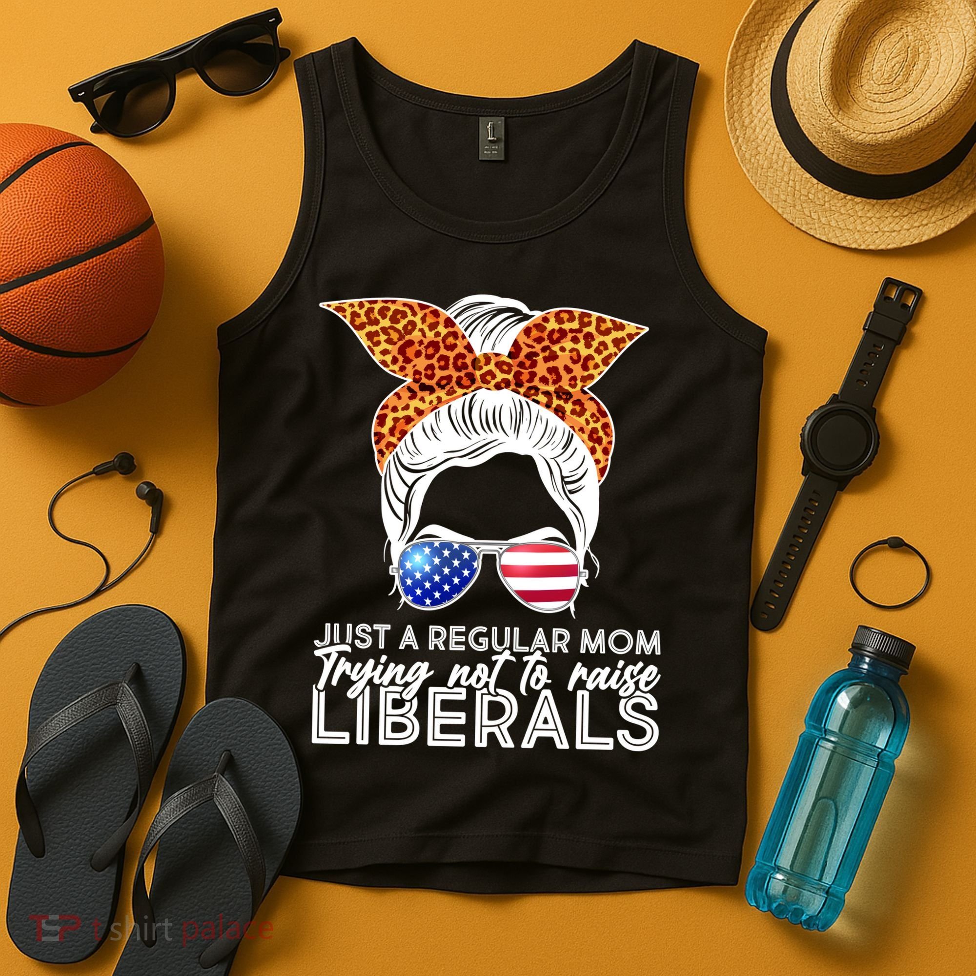 Just A Regular Mom Trying Not To Raise Liberals Hipster Mom Tank Top