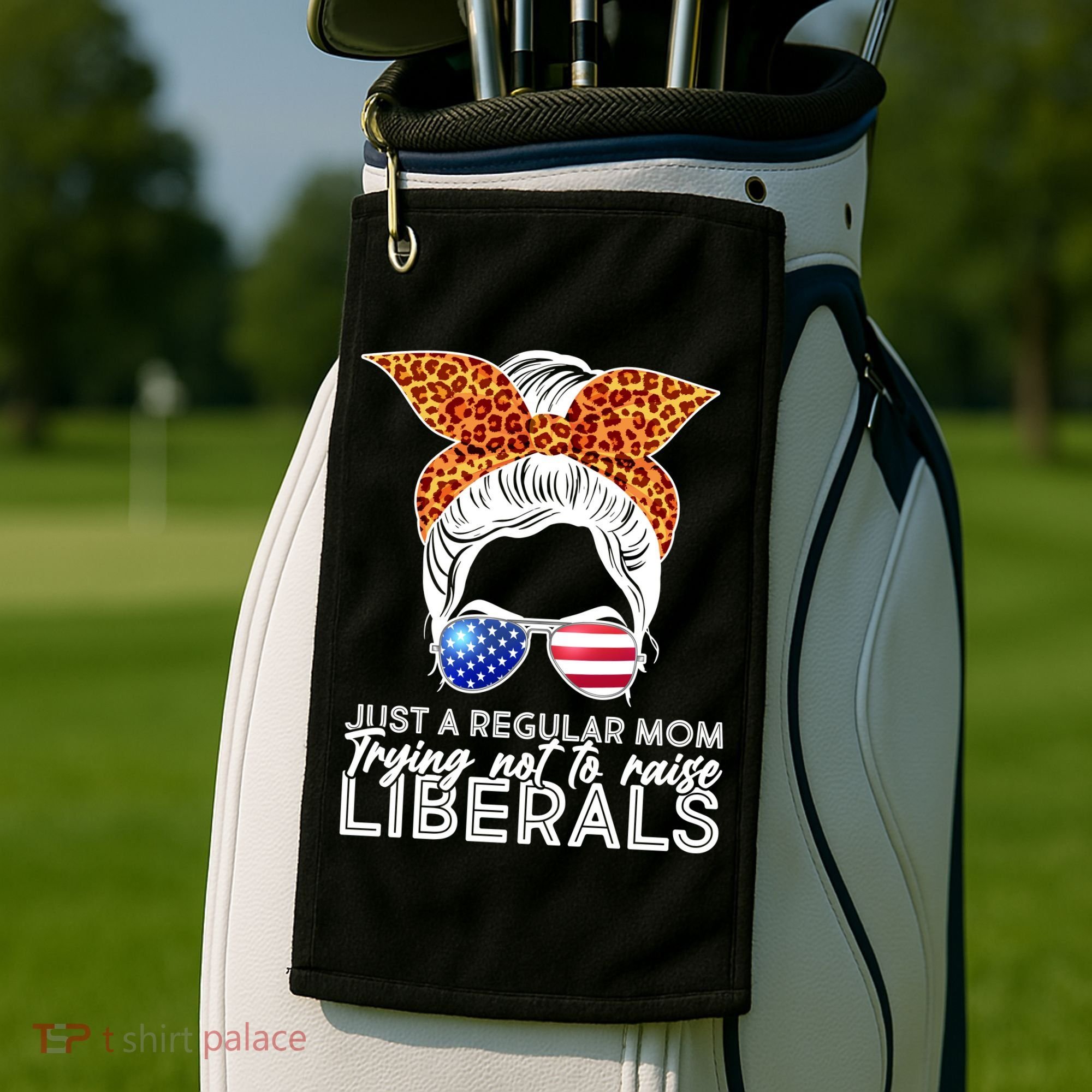 Just A Regular Mom Trying Not To Raise Liberals Hipster Mom Golf Towel
