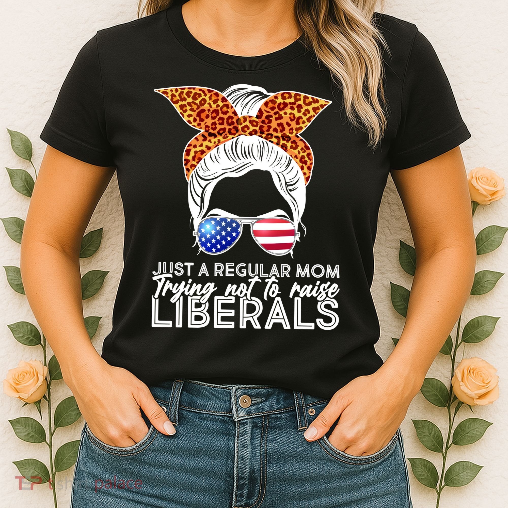 Just A Regular Mom Trying Not To Raise Liberals Hipster Mom Women's T-Shirt