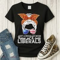 Just A Regular Mom Trying Not To Raise Liberals Hipster Mom Women's T-Shirt thumb 3
