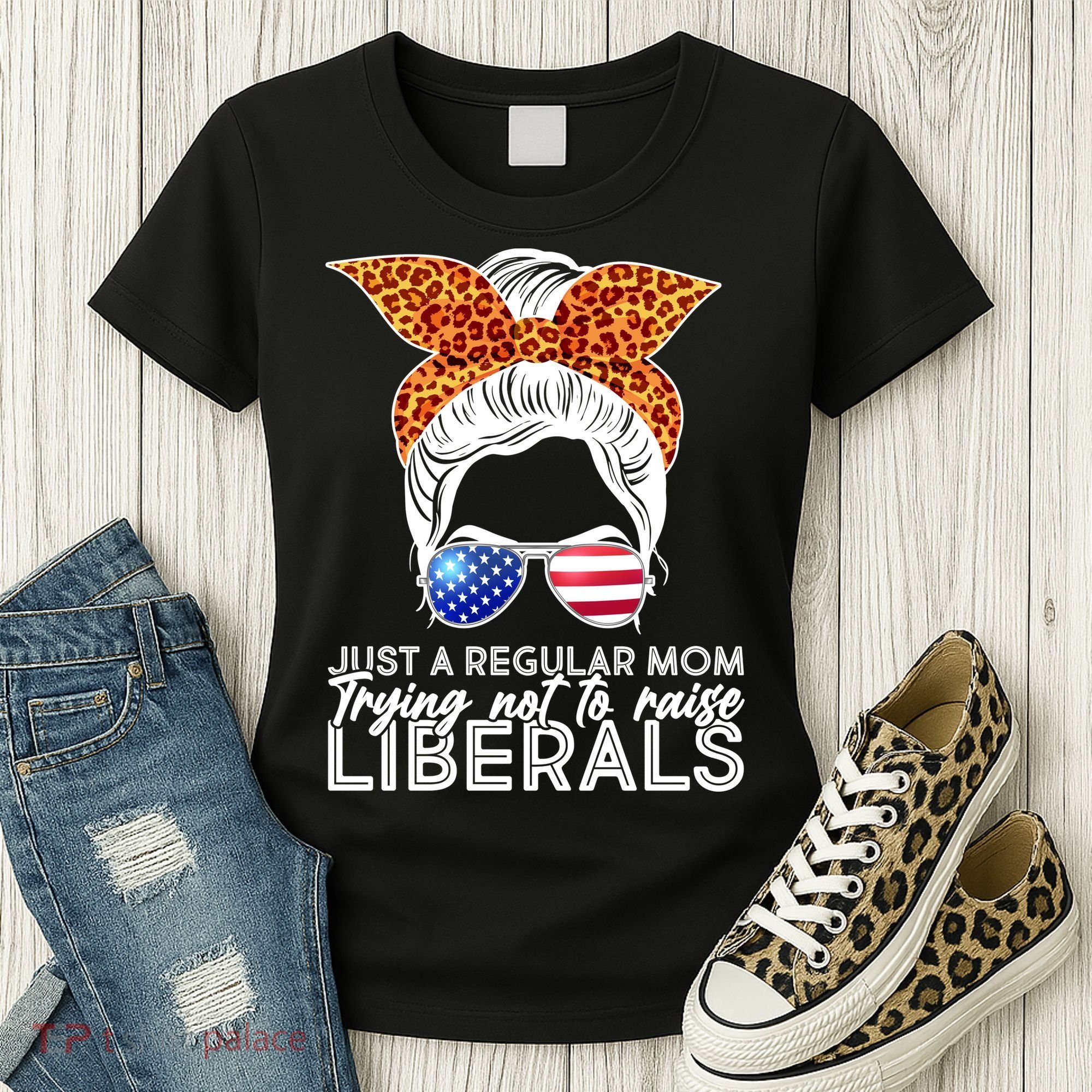 Just A Regular Mom Trying Not To Raise Liberals Hipster Mom Women's T-Shirt