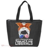 Just A Regular Mom Trying Not To Raise Liberals Hipster Mom Tote Bag thumb 0