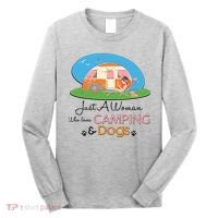 Just A Woman Who Loves Camping & Dogs Long Sleeve Shirt thumb 0