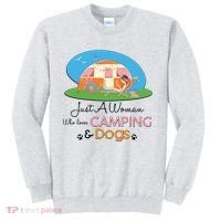 Just A Woman Who Loves Camping & Dogs Sweatshirt thumb 0