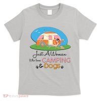 Just A Woman Who Loves Camping & Dogs T-Shirt thumb 0