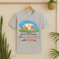 Just A Woman Who Loves Camping & Dogs T-Shirt thumb 2