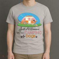 Just A Woman Who Loves Camping & Dogs T-Shirt thumb 3