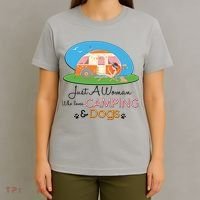Just A Woman Who Loves Camping & Dogs T-Shirt thumb 4