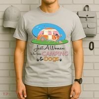 Just A Woman Who Loves Camping & Dogs T-Shirt thumb 6