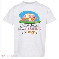 Just A Woman Who Loves Camping & Dogs Toddler T-Shirt thumb 0