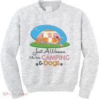 Just A Woman Who Loves Camping & Dogs Kids Sweatshirt thumb 0