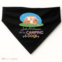 Just A Woman Who Loves Camping & Dogs USA-Made Doggie Bandana thumb 0
