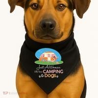 Just A Woman Who Loves Camping & Dogs USA-Made Doggie Bandana thumb 1