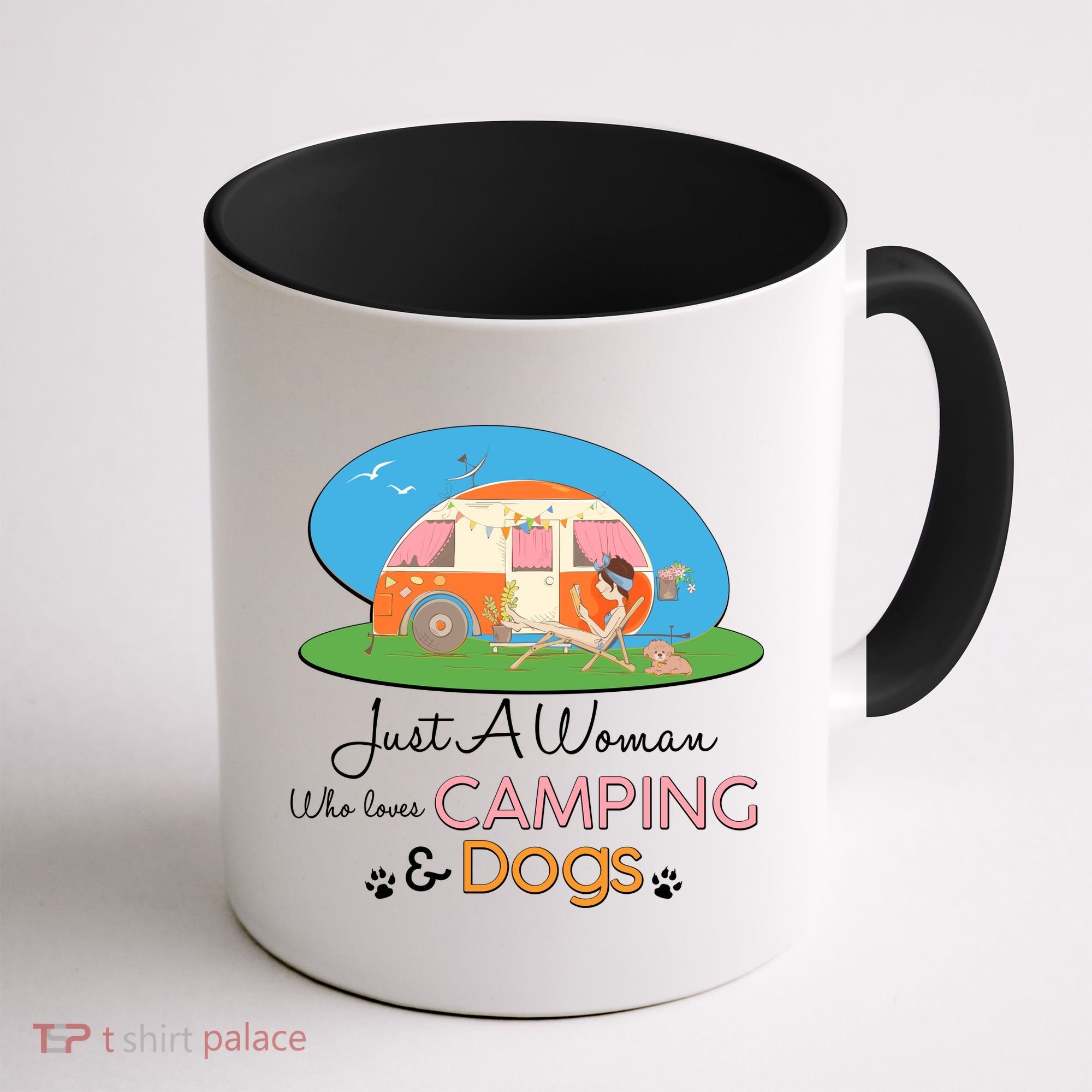 Just A Woman Who Loves Camping & Dogs Coffee Mug