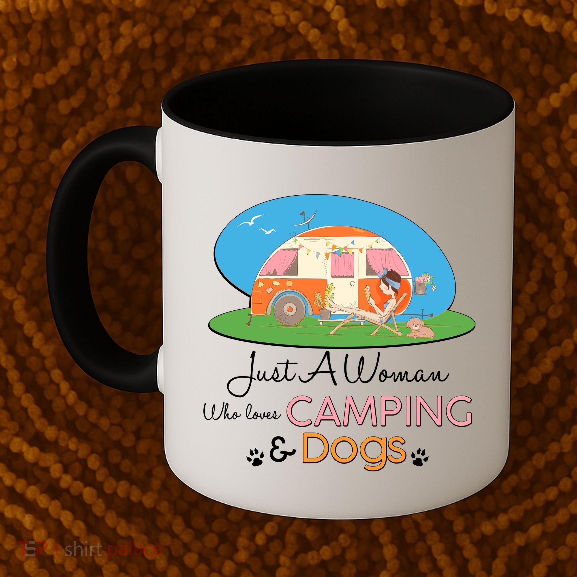 Just A Woman Who Loves Camping & Dogs Coffee Mug