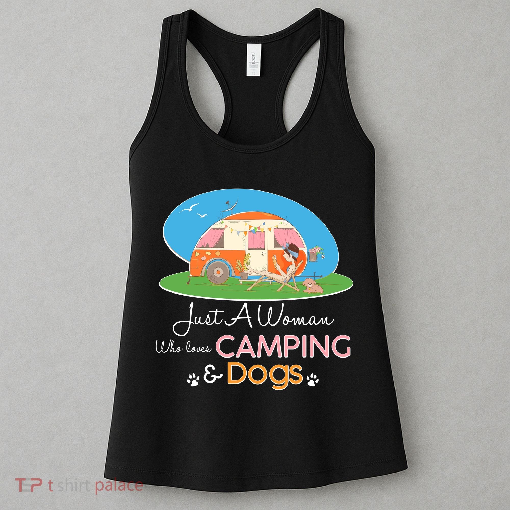 Just A Woman Who Loves Camping & Dogs Women's Tank Top