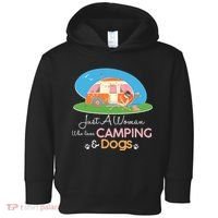 Just A Woman Who Loves Camping & Dogs Toddler Hoodie thumb 0