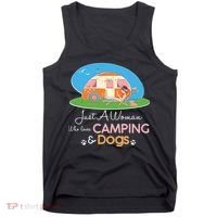 Just A Woman Who Loves Camping & Dogs Tank Top thumb 0