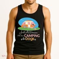 Just A Woman Who Loves Camping & Dogs Tank Top thumb 3