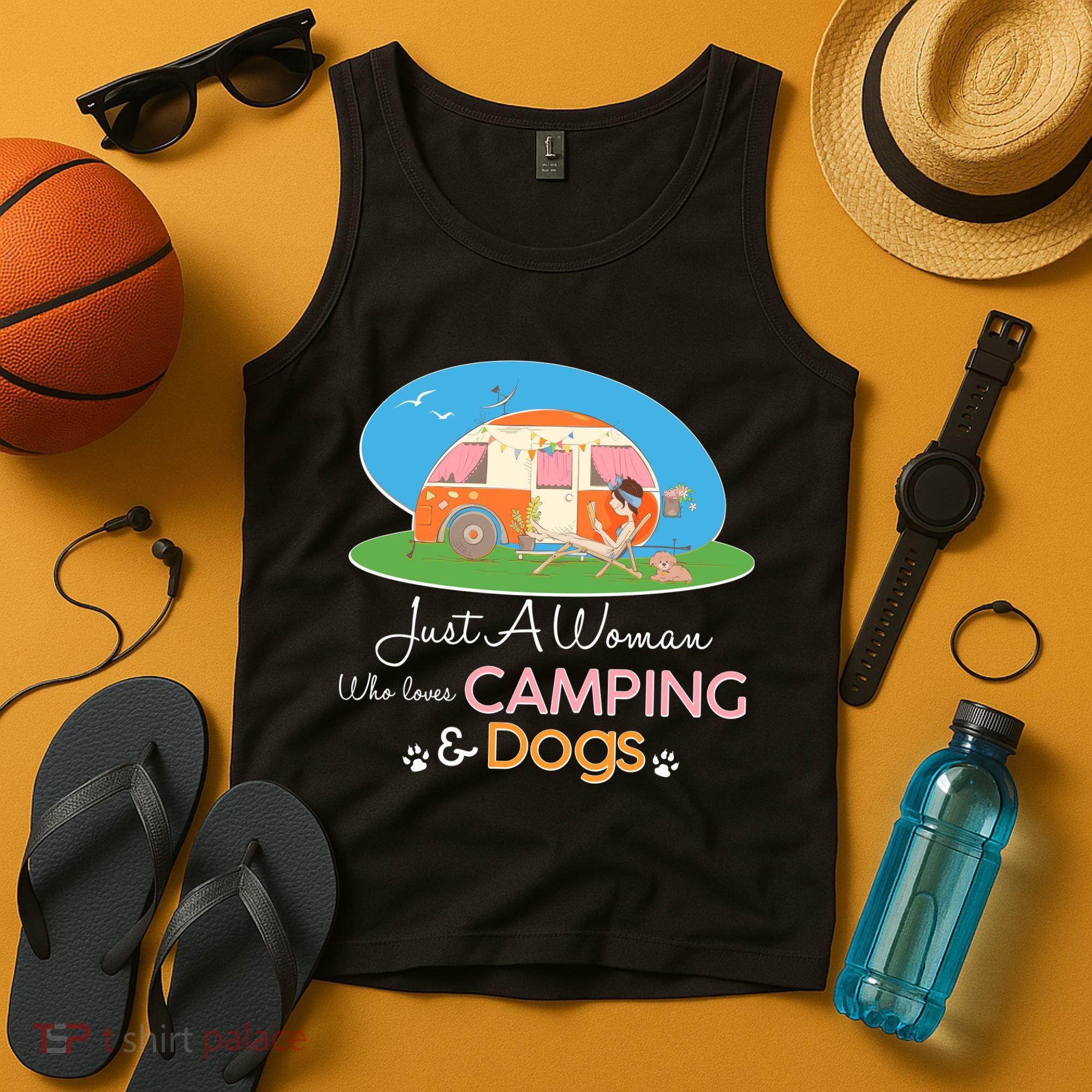 Just A Woman Who Loves Camping & Dogs Tank Top