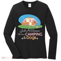 Just A Woman Who Loves Camping & Dogs Women's Long Sleeve Shirt thumb 0