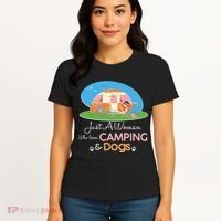 Just A Woman Who Loves Camping & Dogs Women's T-Shirt thumb 4