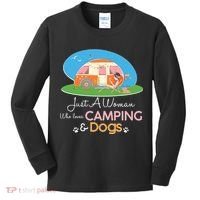 Just A Woman Who Loves Camping & Dogs Kids Long Sleeve Shirt thumb 0