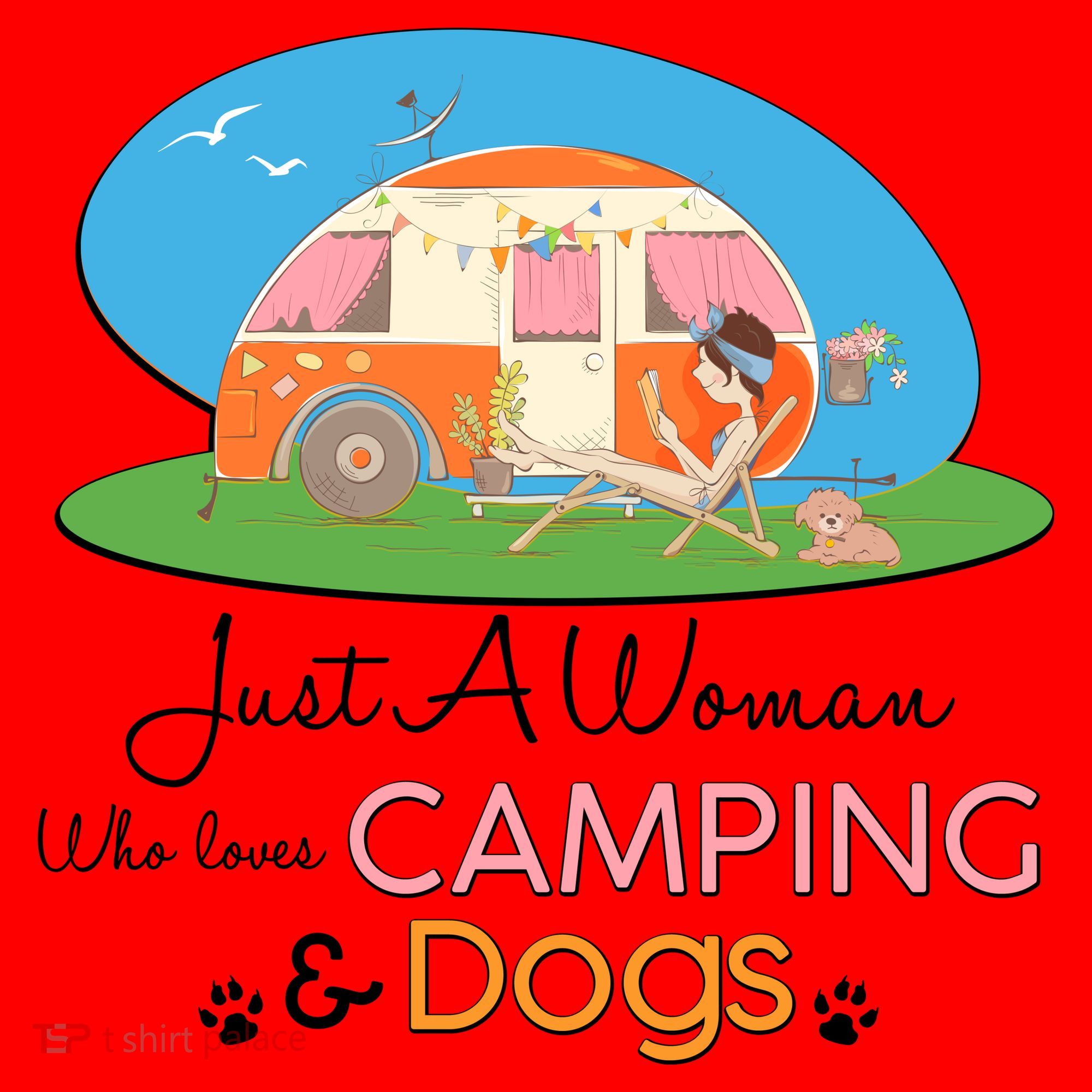 Just A Woman Who Loves Camping & Dogs Santa Hat
