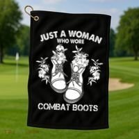 Just A Woman Who Wore Combat Boots Golf Towel thumb 1