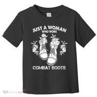 Just A Woman Who Wore Combat Boots Toddler T-Shirt thumb 0