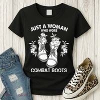 Just A Woman Who Wore Combat Boots Women's T-Shirt thumb 3
