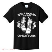 Just A Woman Who Wore Combat Boots Kids T-Shirt thumb 0