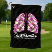 Just Breathe Cystic Fibrosis Awareness Golf Towel thumb 1