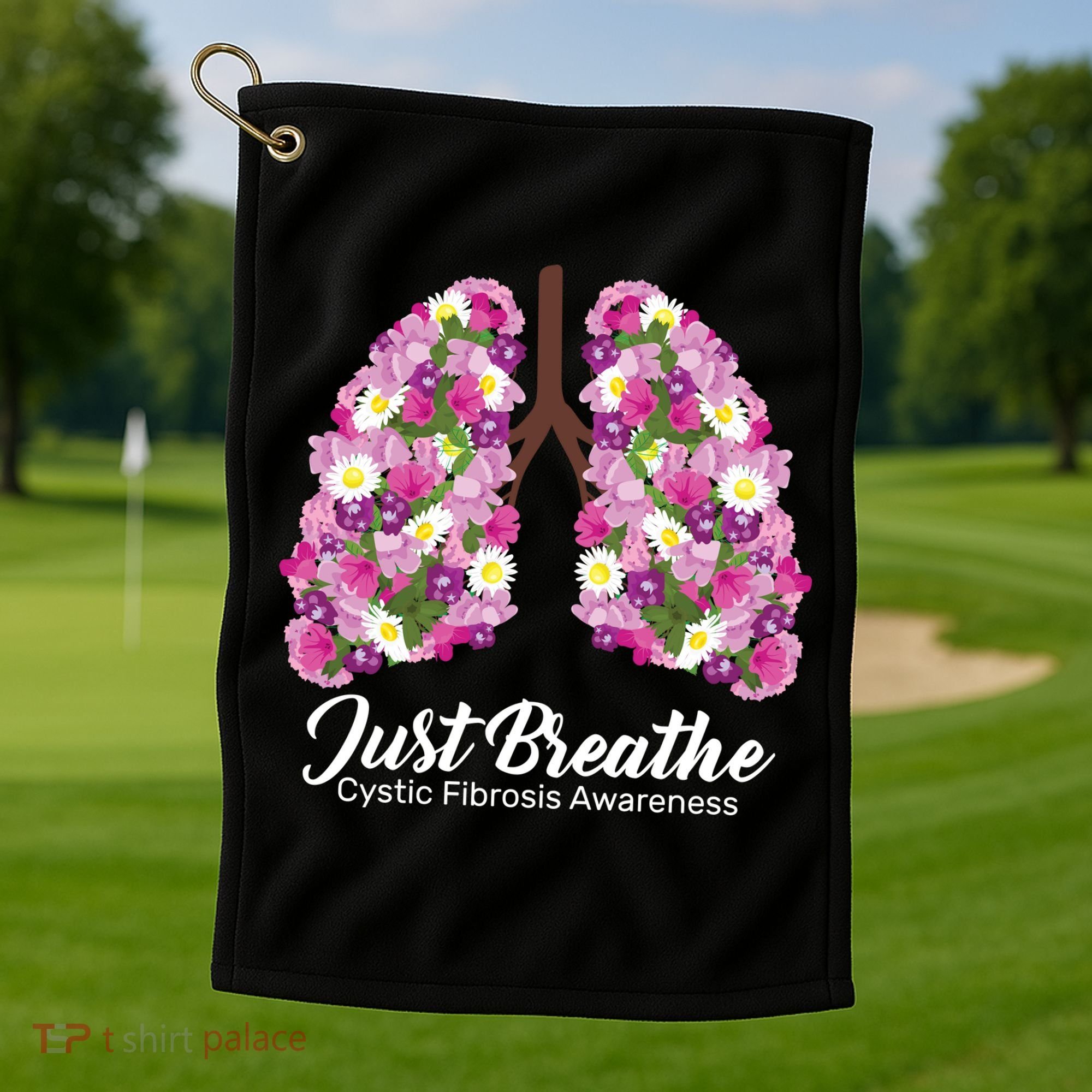 Just Breathe Cystic Fibrosis Awareness Golf Towel