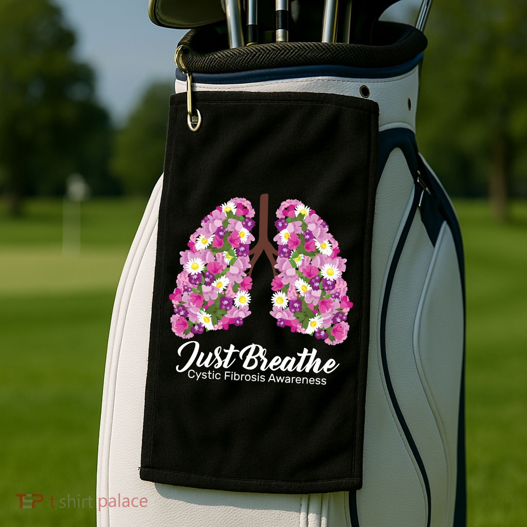 Just Breathe Cystic Fibrosis Awareness Golf Towel