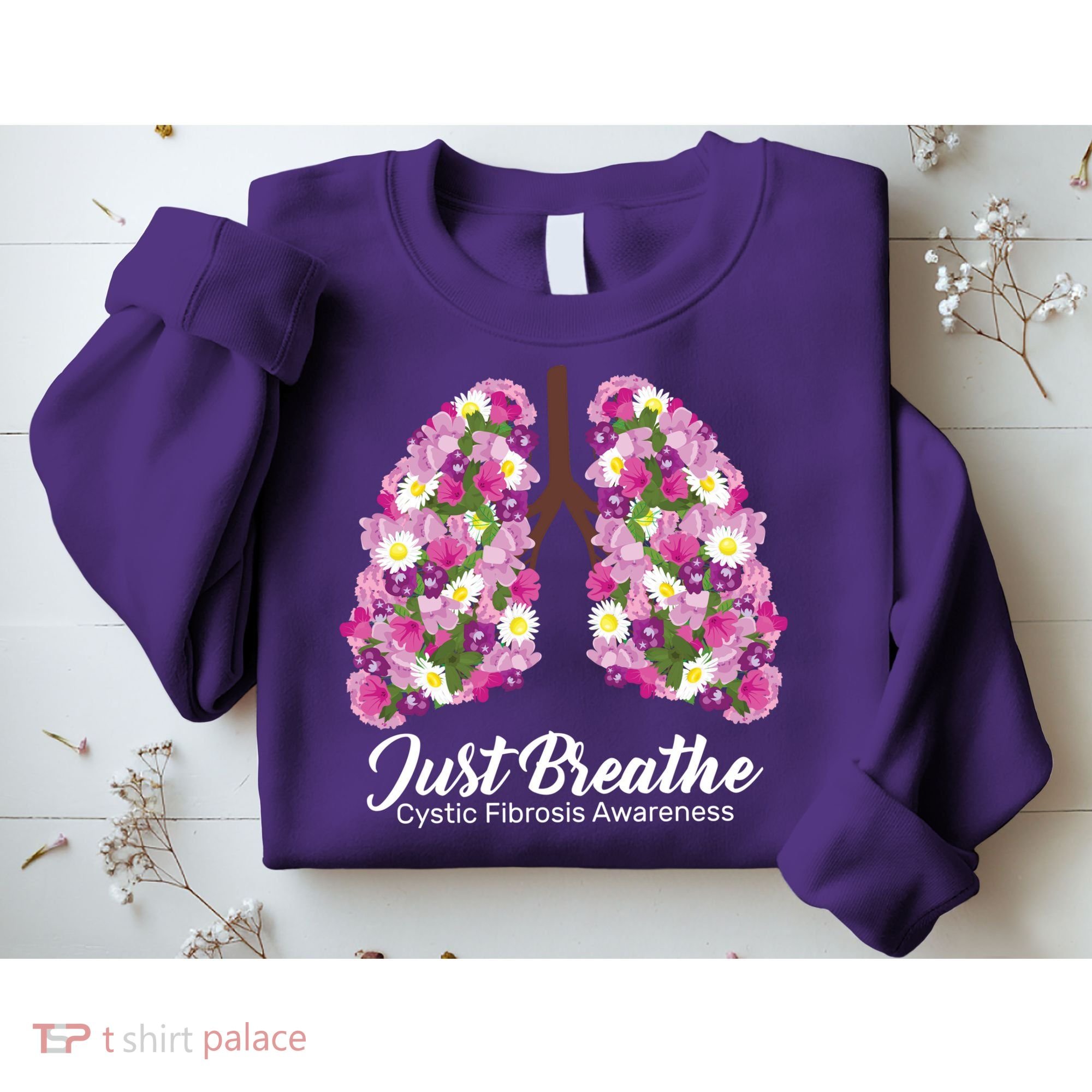 Just Breathe Cystic Fibrosis Awareness Sweatshirt