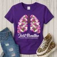 Just Breathe Cystic Fibrosis Awareness Women's T-Shirt thumb 3