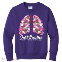 Just Breathe Cystic Fibrosis Awareness Kids Sweatshirt thumb 0